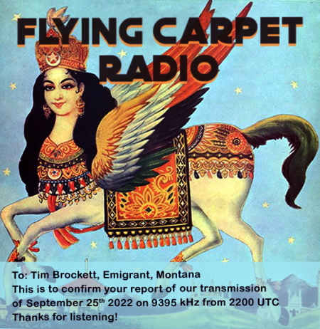 QSL Flying Carpet Radio on September 25, 2022
