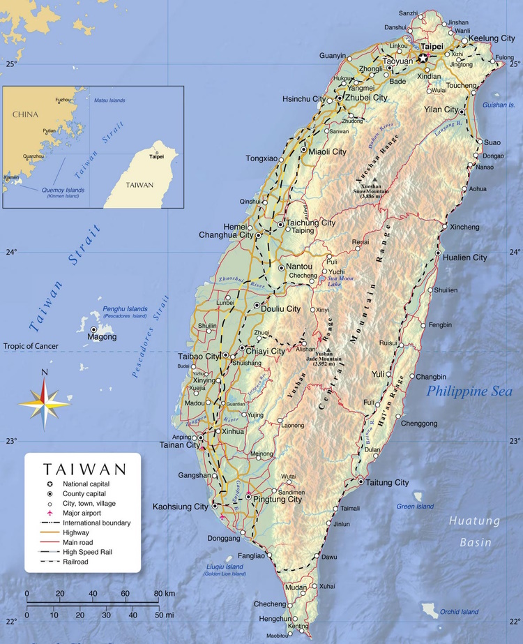 Political map of Taiwan