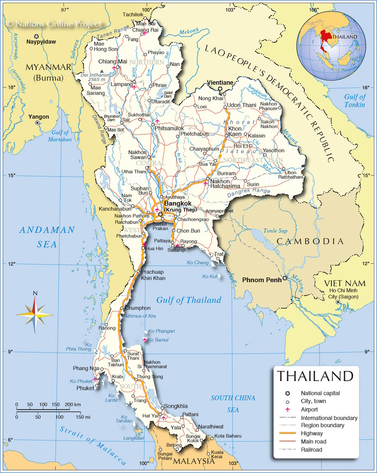 Political map of Thailand