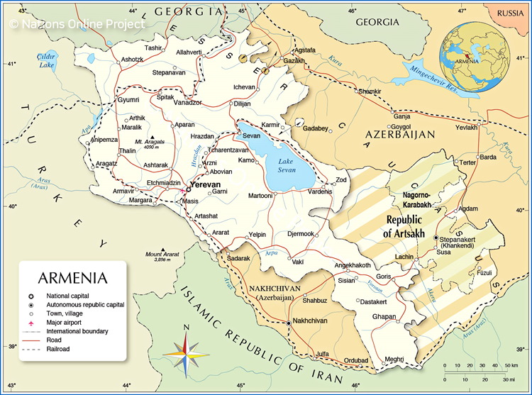 Political map of Armenia