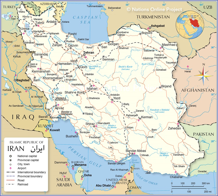 Political map of Iran
