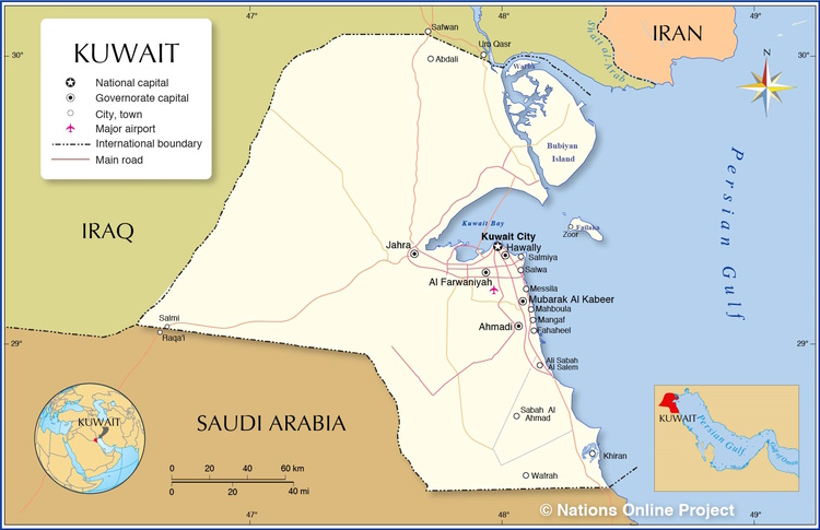 Political map of Kuwait