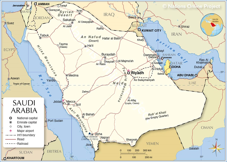 Political map of Saudi Arabia