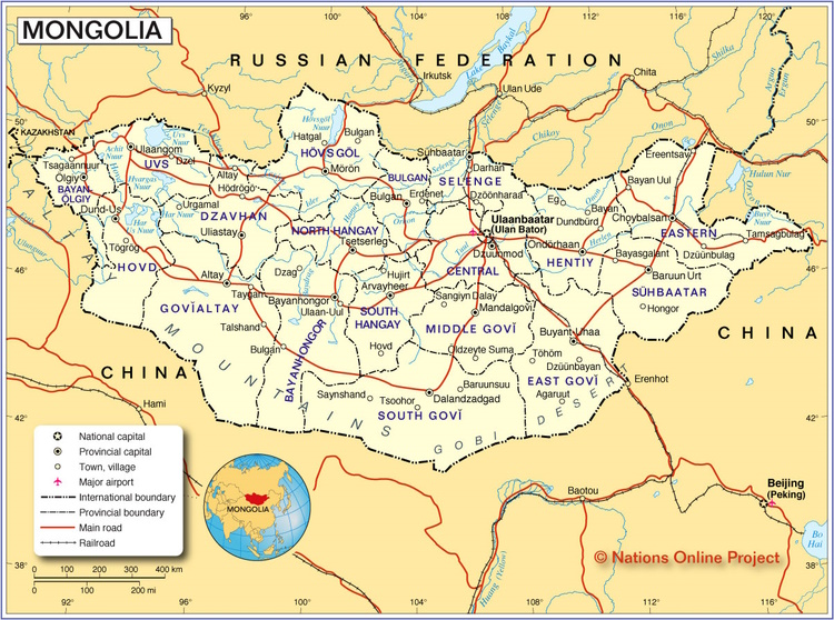 Political map of Mongolia