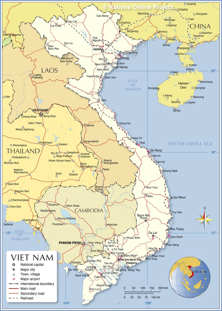 Political map of Vietnam