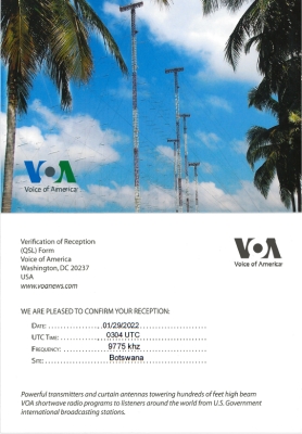 QSL from Botswana in Africa