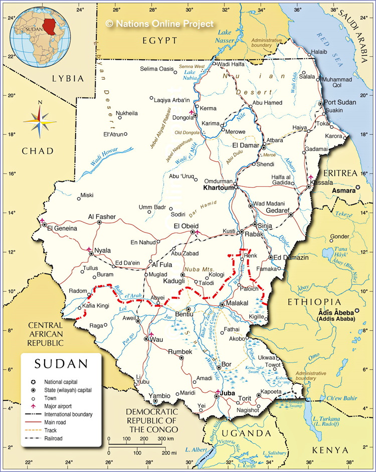 Sudan, Africa map