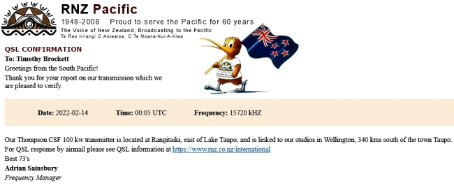 QSL from New Zealand in Africa