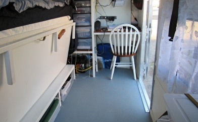 Camp trailer folding bed