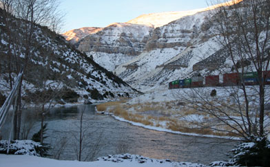 Train in Wind River Canyon